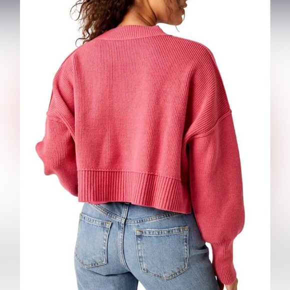 Free People Easy Street Crop Pullover Sweater Mademoiselle Pink NWT Size Small - Picture 4 of 6